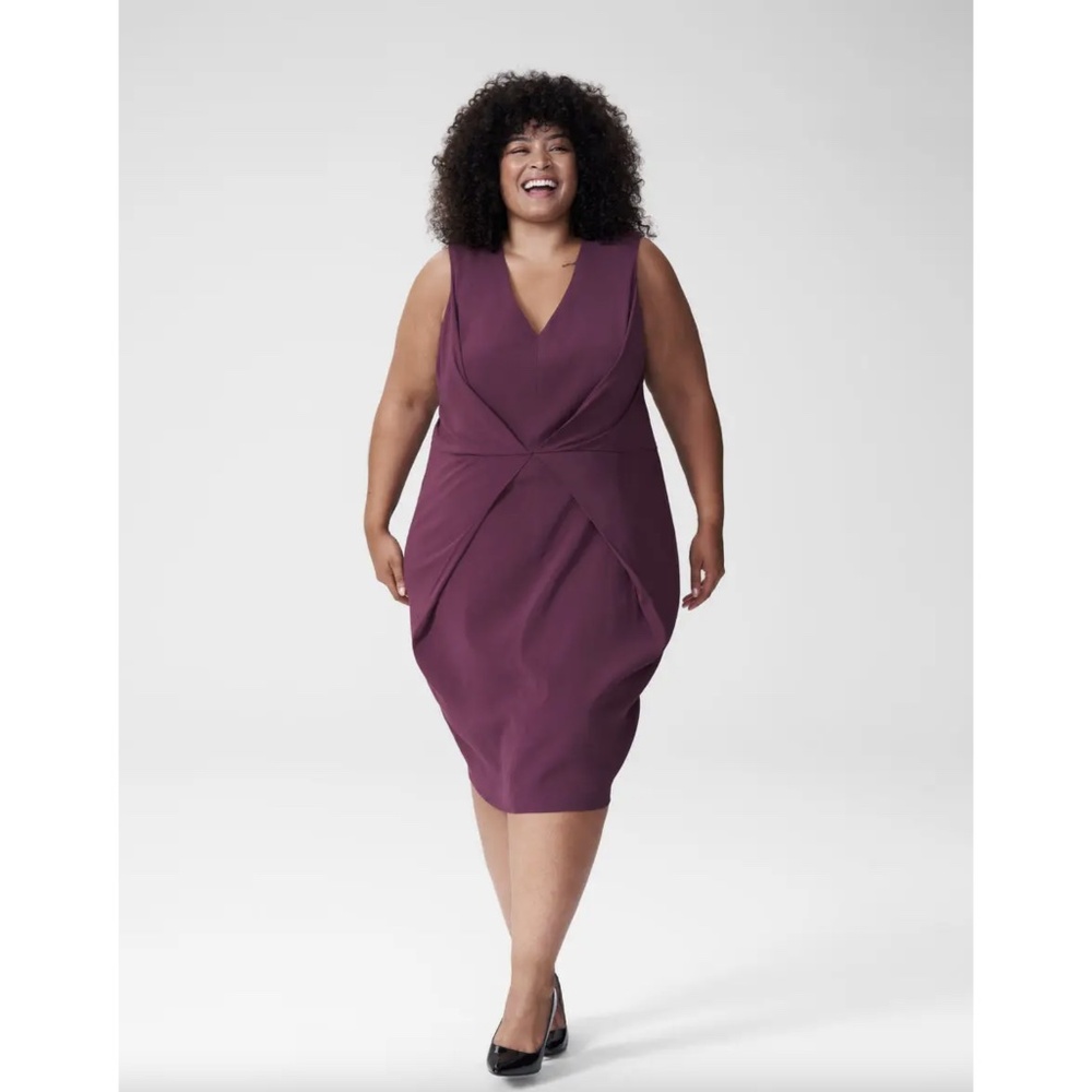 Universal Standard 4XS Raven V-Neck Dress in Eggplant (0/XS equivalent)